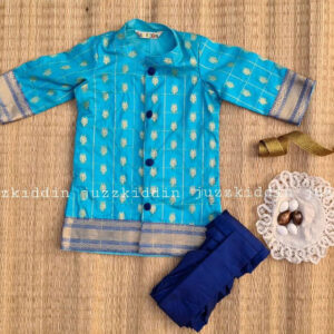 Blue Banaras Silk Kurta