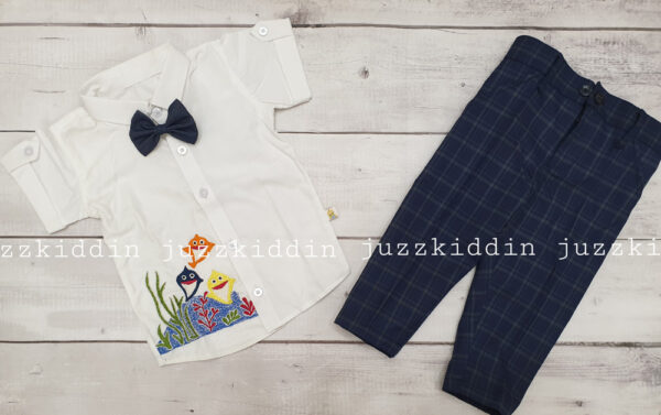 White Shirt With Embroidery And Pant