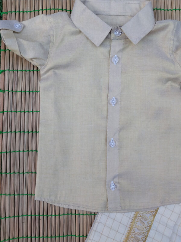 Golden Colour Shirt And Offwhite Checks Vesti