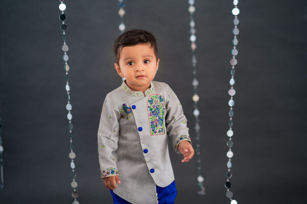 Grey Sherwani And Dhoti-b