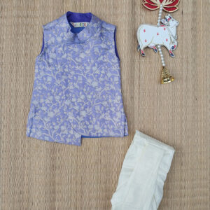 Lilac Banaras Kurta And Offwhite Dhoti