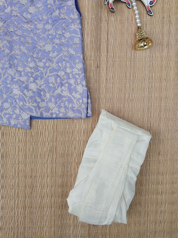 Lilac Banaras Kurta And Offwhite Dhoti