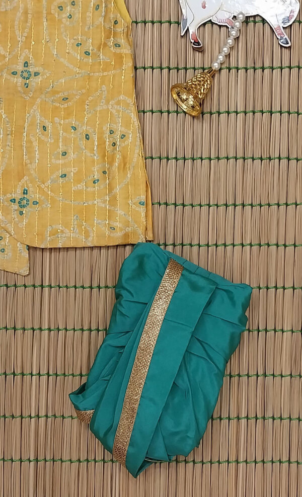 Yellow Sleeveless Bandhani Kurta And Dhoti