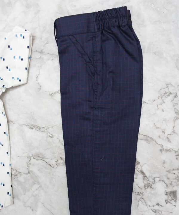White Shirt And Navy Blue Checks Pant - Image 3