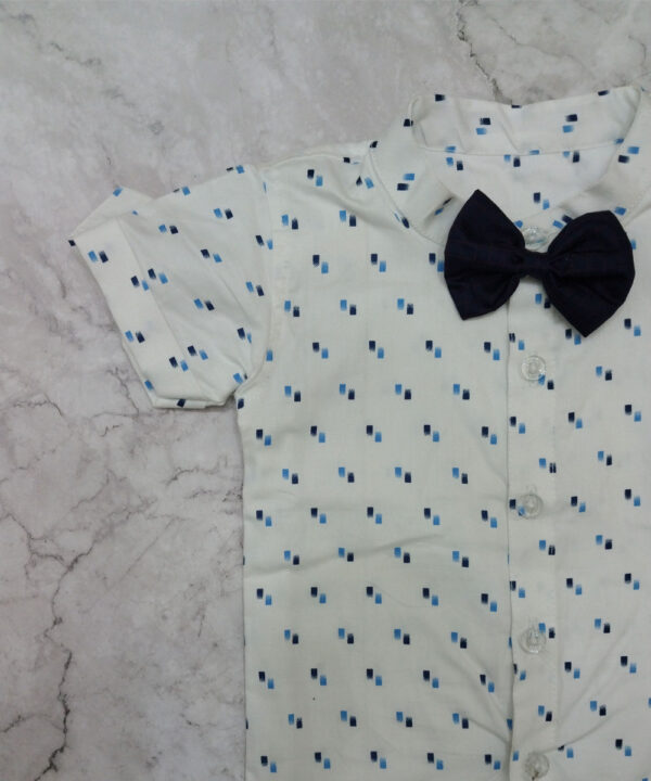 White Shirt And Navy Blue Checks Pant - Image 2